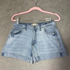 Levi's High Rise Shorts Womens 14 REG Light Blue Denim Cuffed Stretch Pockets